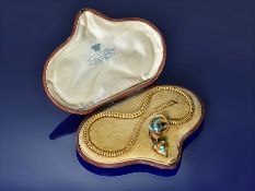 Hunt and Roskell Victorian yellow metal serpent / snake necklace set with turquoise cabochons and