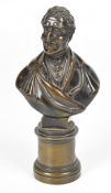 Bronze bust of the Duke of Wellington on cylindrical base, height 16.5cm