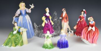 Royal Doulton, House of Fabergé and Coalport figurines including Princess on Ice, Fond Farewell,