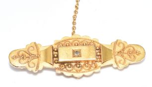 Victorian 15ct gold brooch set with a rose cut diamond, Chester 1892, 4.3g, 4.2cm