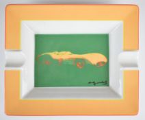 Rosenthal Andy Warhol ashtray and a mid century modern soda siphon, tallest 25cm