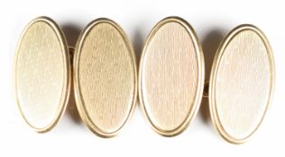 A pair of 9ct gold cufflinks with patterned textured decoration, 7g