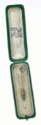 Victorian 15ct gold stick pin in the form of a serpent set with spinel eyes, in antique box, 1.8g