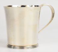 Art Deco hallmarked silver pint tankard of plain flared form, London 1936, maker Wakely & Wheeler,