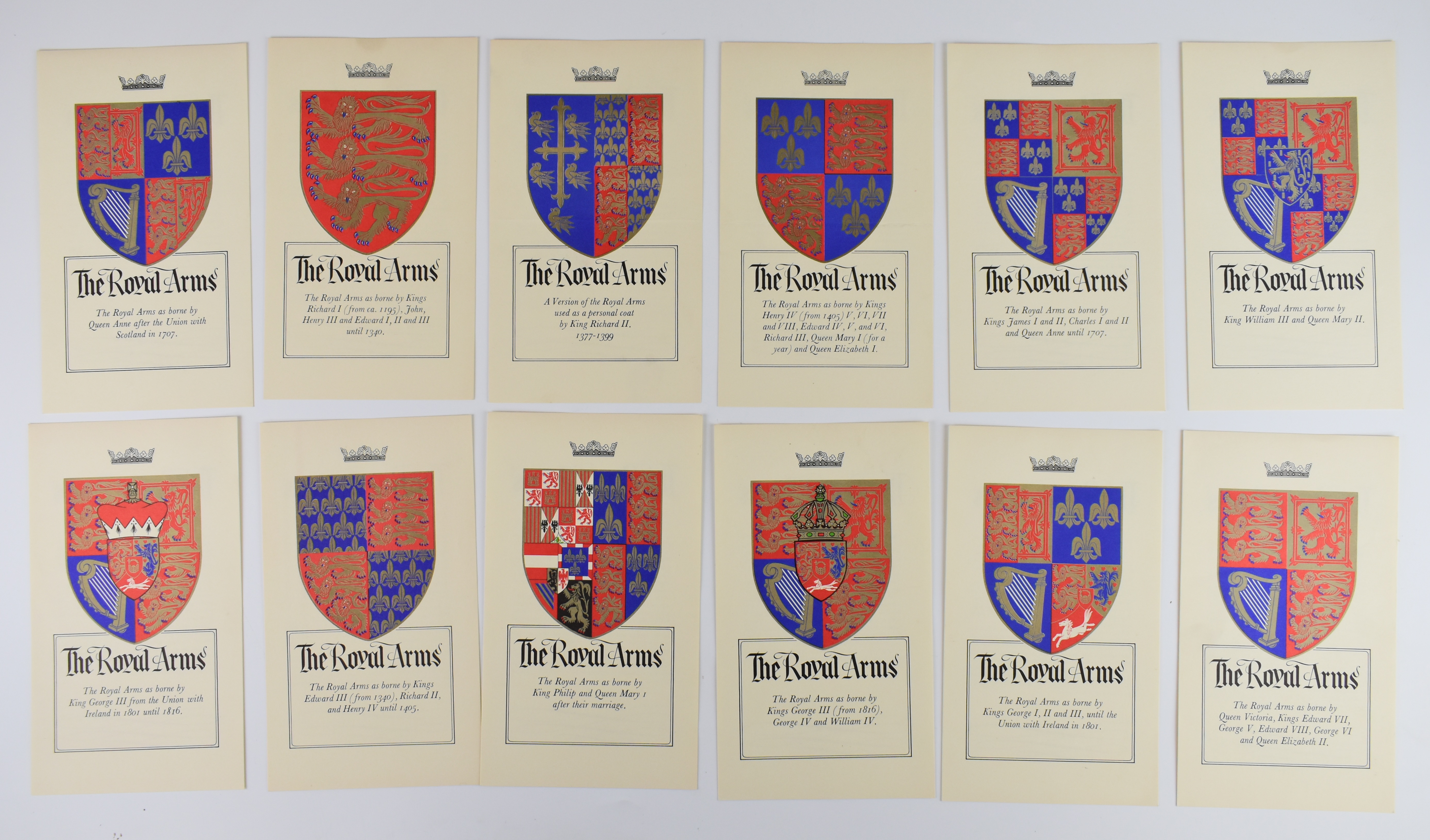 Yorkshire Mint cased set of 12 hallmarked silver commemorative Royal Arms shield shaped - Image 5 of 5