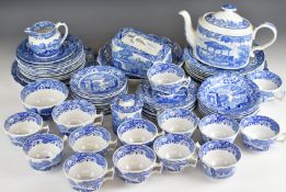 Spode dinner and tea ware decorated in the Blue Italian / Rural Scenes patterns, approximately