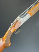 Barasingha 221 12 bore over and under ejector shotgun with engraved action, underside, trigger