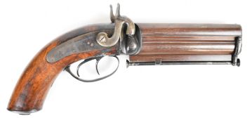Robert S Garden of London 25 bore percussion hammer action double barrelled over and under holster