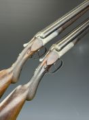 A composed pair of W P Jones 16 bore side by side ejector shotguns each with named and engraved
