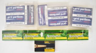 Two hundred and ninety seven .22-250 rifle cartridges Prvi Partizan, Sako Arrowhead and Remington
