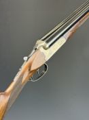 Gunmark Harrier De Luxe 12 bore side by side ejector shotgun with engraved locks, underside, trigger