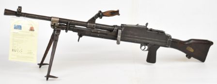 Deactivated British Bren Mk.II .303 light machine gun stamped 'Bren Mk II M/67 1943' to the right