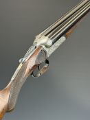 G King of Erdington 12 bore side by side ejector shotgun with gold named and engraved locks,