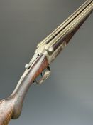 Thomas Wild 12 bore side by side shotgun with engraved locks, underside, trigger guard, top plate,