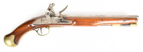 Flintlock belt pistol with lock stamped ‘Tower’ and with crown over ‘GR’ cypher, brass trigger