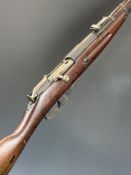 Deactivated Russian Mosin Nagant 7.62 bolt-action rifle with adjustable sights, various markings