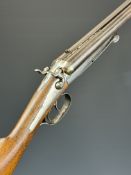 Husqvarna 12 bore side by side hammer action shotgun with double trigger and named 29.5 inch barrels