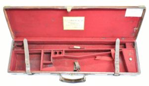 Leather and brass bound shotgun carry case with fitted interior and 'W J Jeffry & Co Ltd Gun and