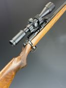 CZ 455 .17 HMR bolt-action rifle with chequered semi-pistol grip, sling mounts, Hawke Vantage 4-