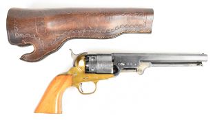 Navy Arms Co Model 1851 .44 six-shot single-action percussion revolver with engraved scenes of ships