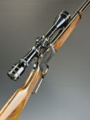 Miroku ML-22 .22 Winchester style underlever-action rifle with engraved action, chequered grip and