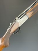 Lanber 12 bore over and under ejector shotgun with engraved action, underside, trigger guard, top