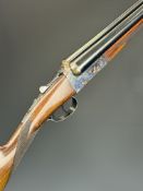 Victor Sarasqueta 12 bore side by side ejector shotgun with border engraved lock, underside, trigger