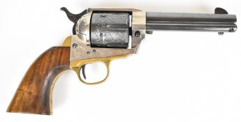 Armi Jaeger Model 1873 blank firing six-shot single-action revolver with engraved frame, cylinder,