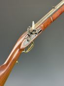 Ardesa .54 muzzle loading flintlock Kentucky style rifle with engraved lock and hammer, brass