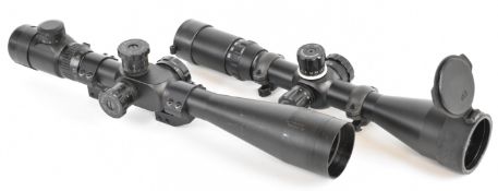Two Fox rifle scopes 10-40x50 E-SF and Foxfire 10-40x50 SF.