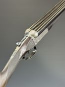 William Evans 12 bore side by side ejector shotgun with named and border engraved locks, border