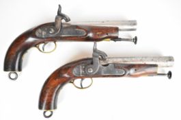 A pair of replica Enfield pattern percussion hammer action belt pistols, each with lock stamped '