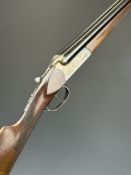 Gunmark Harrier De Luxe 20 bore side by side shotgun with engraved locks, underside, trigger