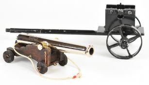 Ardesa .50 muzzle loading cannon with 7 inch barrel, raised on wooden carriage, serial number 14-