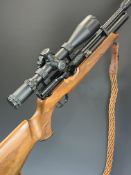 Weihrauch HW100 .22 PCP air rifle with chequered semi-pistol grip and forend, raised cheek piece,