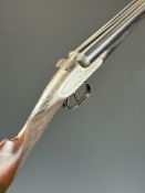 Charlin Darne style 12 bore side by side shotgun with engraved sliding action, named top lever and