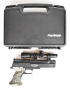 Weihrauch HW45 Black Star .177 air pistol with textured laminate show wood grips, adjustable