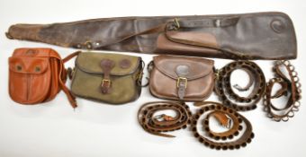 A collection of gun and shooting accessories including William Powell and other shotgun cartridge