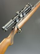 BRNO Model 2 .22 bolt-action rifle with chequered semi-pistol grip, sling mounts, Hawke Vantage 2-