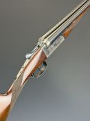 AYA No 4 28 bore side by side ejector shotgun with named and engraved locks, engraved underside,