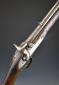 Enfield pattern 2-band percussion hammer action carbine with brass trigger guard, butt plate and
