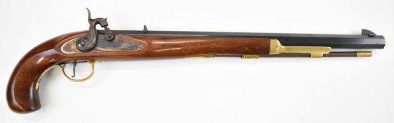 Pedersoli .45 percussion hammer action target pistol with brass trigger guard and mounts, brass