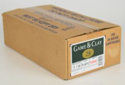Two hundred and fifty 28 bore Game & Clay 18g 7 shot shotgun cartridges, sealed in original box.