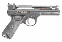 Webley Premier .22 air pistol with named and chequered composite grips and adjustable sights, serial