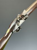 Galton 8 bore flintlock musket with named and engraved lock, engraved brass trigger guard, butt