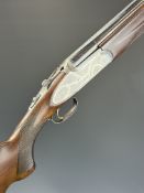 Rizzini 12 bore over and under ejector shotgun with engraved sidelock plates, underside, trigger