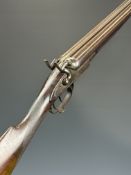 Unnamed 12 bore side by side hammer action shotgun with engraved locks, underside, rotary