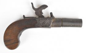Wallis of Hull percussion hammer action pocket pistol with named and engraved lock, engraved