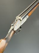 Ugartechea 12 bore side by side sidelock ejector shotgun with engraved locks, underside, trigger