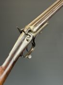 Unnamed 12 bore side by side hammer action shotgun with engraved locks, hammers, trigger guard,